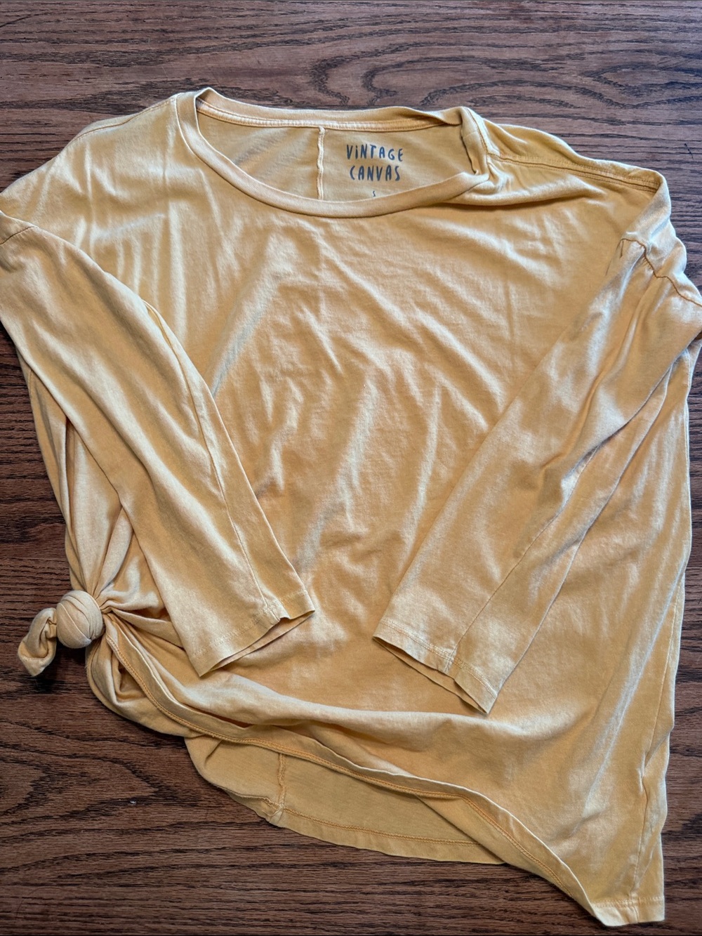 Vintage Canvas Women's Mustard Long-Sleeve Tie-Hem Top
